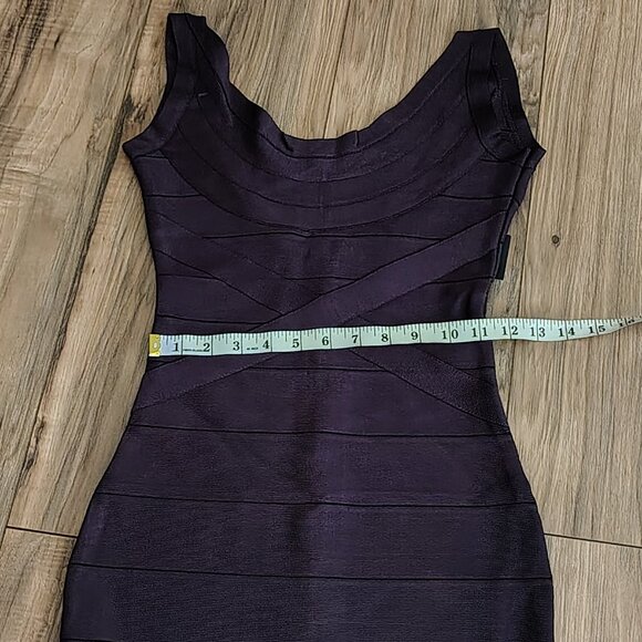 Rachael G. Stretch Purple Strappy Round Neck Dress with Backless - Picture 9 of 10